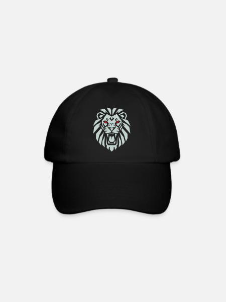 Geometric Lion - Re dei Leoni Minimalista - Baseballkappe - Schwarz/Schwarz