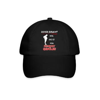 Dicker Bauch? nein das ist mein Feinkost Gewölbe - Baseballkappe - Schwarz/Schwarz - Vorne