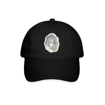 Winterlicher Waschbär im Schnee - Baseballkappe - Schwarz/Schwarz - Vorne
