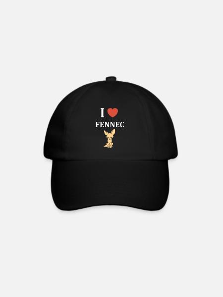 Ich liebe Fennec und Herz - Baseballkappe - Schwarz/Schwarz