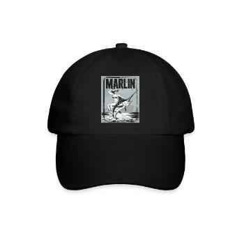 Marlin Anglerin Retro - Baseballkappe - Schwarz/Schwarz - Vorne