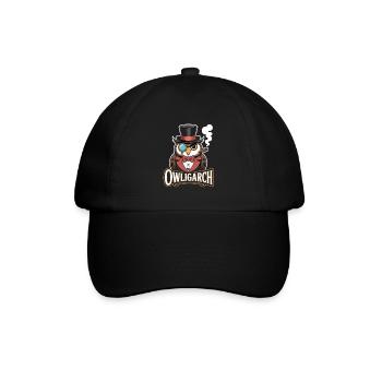 Eule Mit Zylinder Und Monokel – Owligarch - Baseballkappe - Schwarz/Schwarz - Vorne