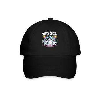 Yeti Party Squad – Lustiges Winter Partyshirt - Baseballkappe - Schwarz/Schwarz - Vorne