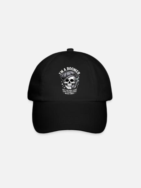 Schädel mit Pfeife Bomber Humor - Baseballkappe - Schwarz/Schwarz