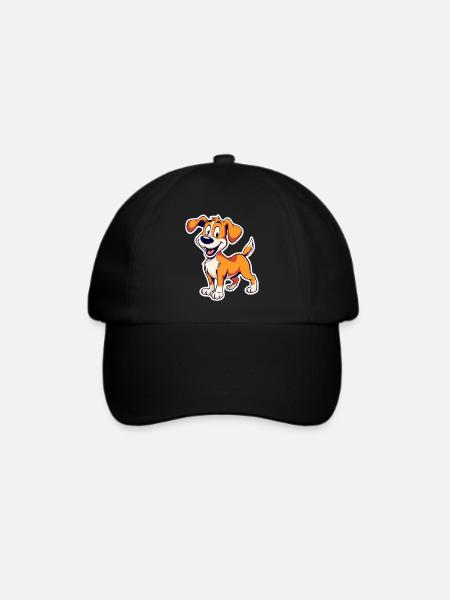 Fröhlicher Straßenhund Cartoon Hund - Baseballkappe - Schwarz/Schwarz