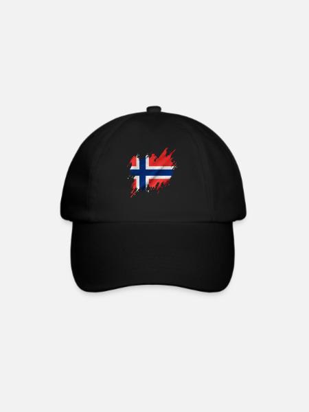 Norwegische Flagge, zerrissen Stil - Baseballkappe - Schwarz/Schwarz