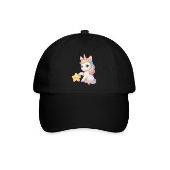 Regenbogen Mädchen Einhorn Unicorn - Baseballkappe - Schwarz/Schwarz - Vorne