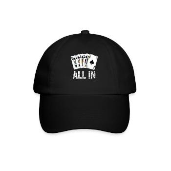 Poker Royal Flush - ALL IN Design - Baseballkappe - Schwarz/Schwarz - Vorne