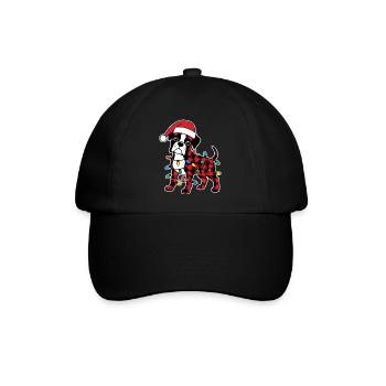 Hund Boxer Weihnachten Plaid Rot Plaid - Baseballkappe - Schwarz/Schwarz - Vorne