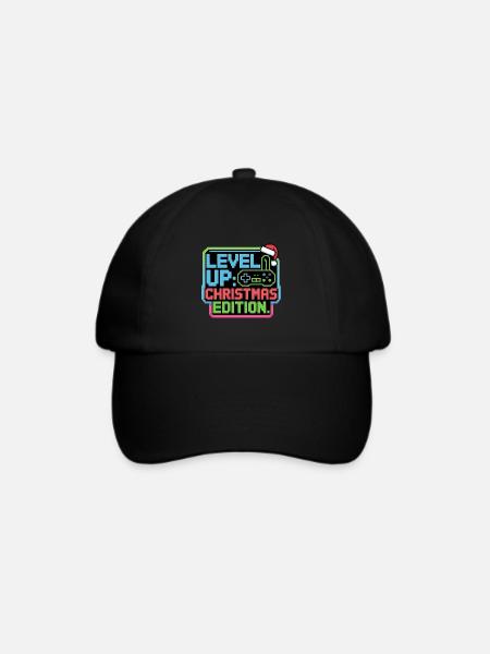 Level Up zu Weihnachten - Pixel Gamer Geschenk - Baseballkappe - Schwarz/Schwarz