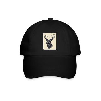 Rentier Hirsch Geweih Reindeer Vintage - Baseballkappe - Schwarz/Schwarz - Vorne
