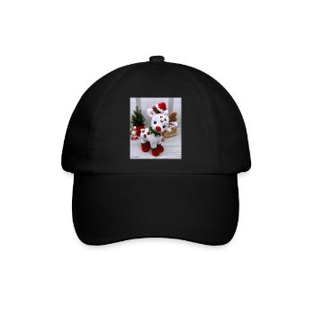 Gestricktes Weihnachtsrentier - Baseballkappe - Schwarz/Schwarz - Vorne