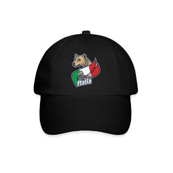 Italienischer Wolf mit Kolosseum - Baseballkappe - Schwarz/Schwarz - Vorne