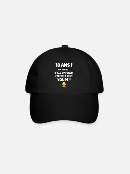 18-jähriges Wunsch-Entlein-T-Shirt - Baseballkappe - Schwarz/Schwarz