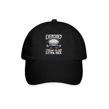 Reis Liebhaber Geschenk Exercise Extra Rice - Baseballkappe - Schwarz/Schwarz - Vorne