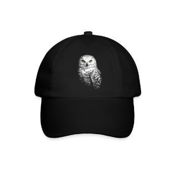 Schneeeule - Baseballkappe - Schwarz/Schwarz - Vorne
