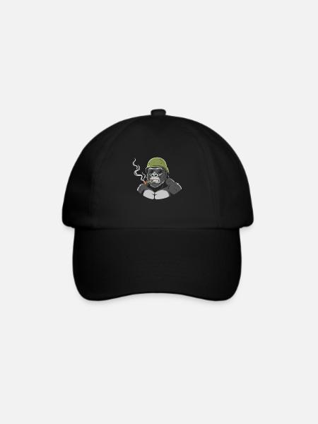 Gorilla Commando mit Zigarre - Baseballkappe - Schwarz/Schwarz