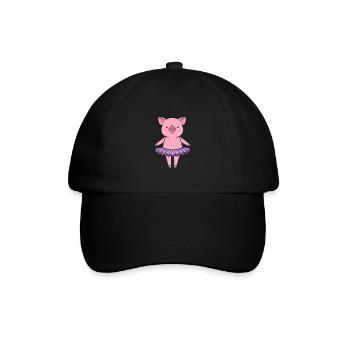 Süßes Schweinchen im Tutu - Baseballkappe - Schwarz/Schwarz - Vorne