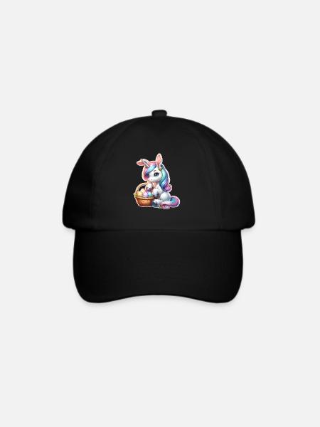 Einhorn Ostern - Baseballkappe - Schwarz/Schwarz