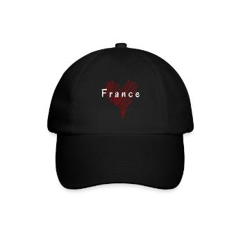 Ich liebe Frankreich, Herz Frankreich - Baseballkappe - Schwarz/Schwarz - Vorne