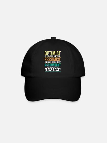 Optimist, das Glas ist halb voll, Pessimist. - Baseballkappe - Schwarz/Schwarz