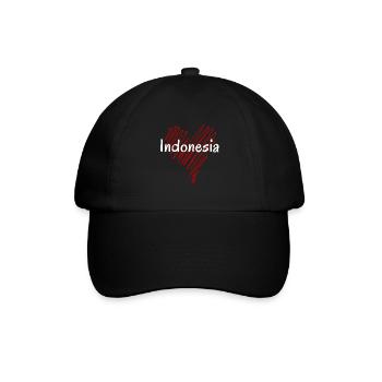 Ich liebe Indonesien, Herz Indonesien - Baseballkappe - Schwarz/Schwarz - Vorne