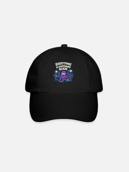 Lustiger Oktopus Überstimuliertes - Baseballkappe - Schwarz/Schwarz