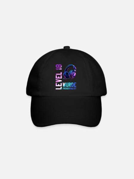 18. Geburtstag Junge Mädchen Teenager Level 18 - Baseballkappe - Schwarz/Schwarz