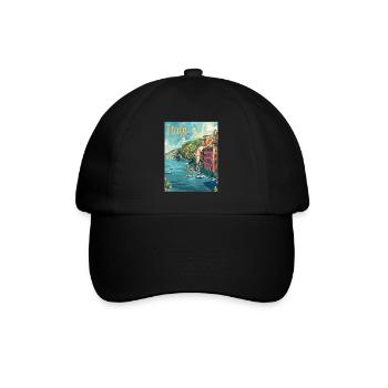 Italienische Küstenlandschaft der Cinque Terre - Baseballkappe - Schwarz/Schwarz - Vorne