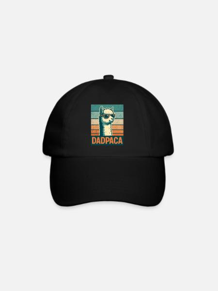 Retro Dadpaca Llama - Baseballkappe - Schwarz/Schwarz