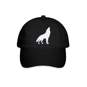 Wolfsilhouette Mondlicht - Baseballkappe - Schwarz/Schwarz - Vorne