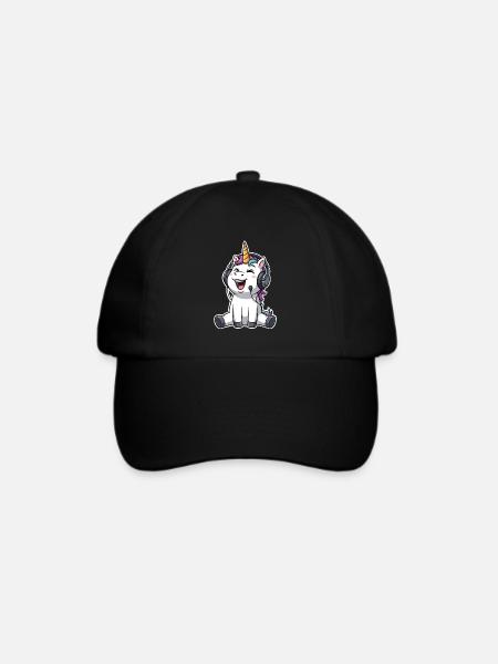 Einhorn Singen Musik Hören - Baseballkappe - Schwarz/Schwarz