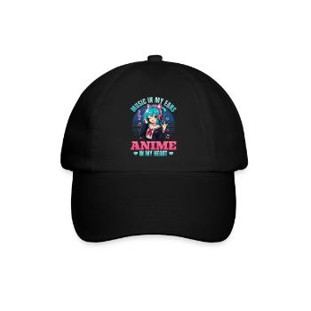 Anime and Music Chibi - Baseballkappe - Schwarz/Schwarz - Vorne