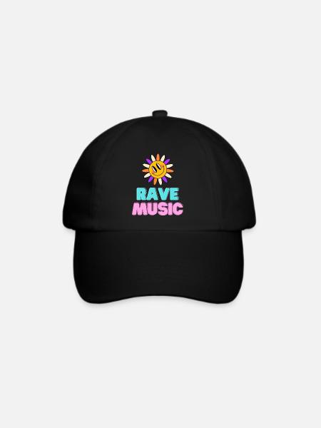 Sunshine Rave Musik Neon-Design - Baseballkappe - Schwarz/Schwarz