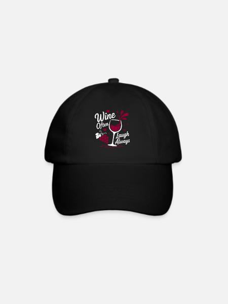 Wein lacht oft immer - Baseballkappe - Schwarz/Schwarz