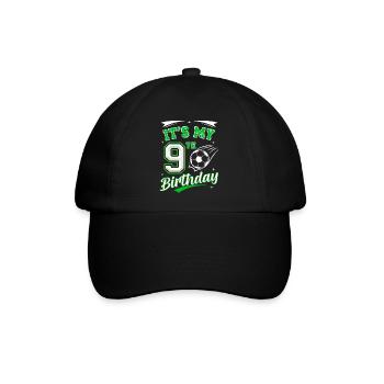Es ist mein 9. Geburtstag Fußball Jungs 9 Jahre Geburtstag 9 - Baseballkappe - Schwarz/Schwarz - Vorne