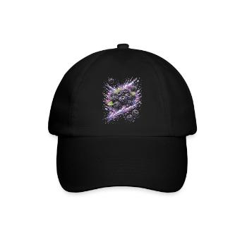 Brombeeren Wildfrucht Schwarze Spritzkunst - Baseballkappe - Schwarz/Schwarz - Vorne