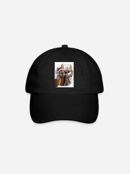 Capybara Weihnachten Winterfreunde - Baseballkappe - Schwarz/Schwarz