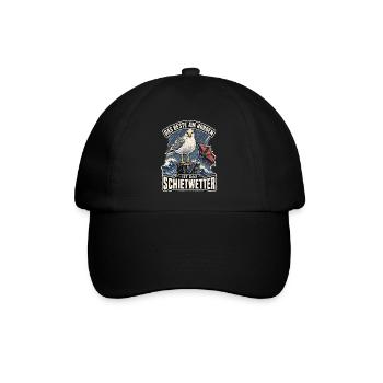 Schietwetter Möwe Norddeutschland Shirt - Baseballkappe - Schwarz/Schwarz - Vorne