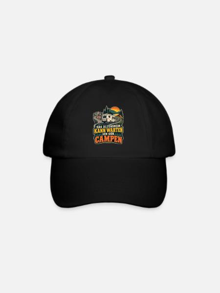 Camping Altersheim kann warten Wohnmobil Shirt - Baseballkappe - Schwarz/Schwarz