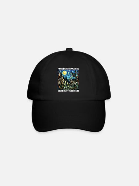 Kryptid Van Gogh schützt unsere Nationalparks - Baseballkappe - Schwarz/Schwarz
