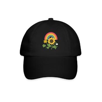 Natur · Blumen · Bunte Sonnenblume - Baseballkappe - Schwarz/Schwarz - Vorne