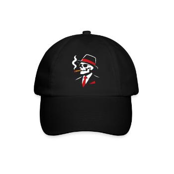 Noir-Skelett mit Zigarre - Baseballkappe - Schwarz/Schwarz - Vorne