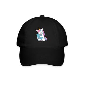 Einhorn fantasievoll Fabelwesen Design Kissen - Baseballkappe - Schwarz/Schwarz - Vorne
