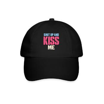 Shut Up And Kiss Me Küss Mich Einfach Valentinstag - Baseballkappe - Schwarz/Schwarz - Vorne