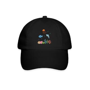 Qualle Unterwasser Kinder Fisch Delfin - Baseballkappe - Schwarz/Schwarz - Vorne