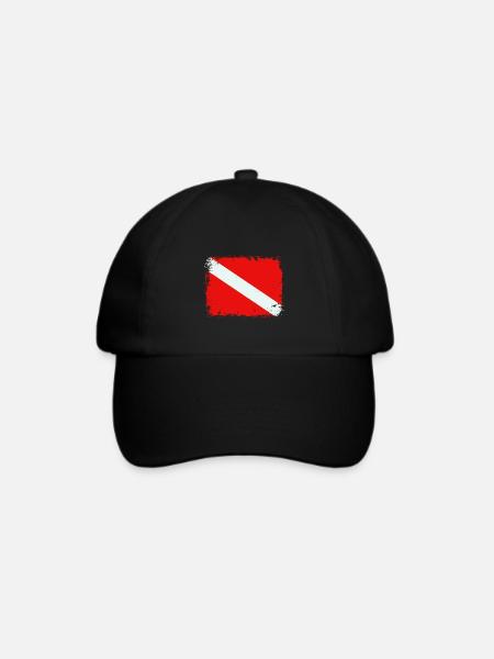 Dive Flag Scuba Diving Underwater Freediving Diver - Baseballkappe - Schwarz/Schwarz