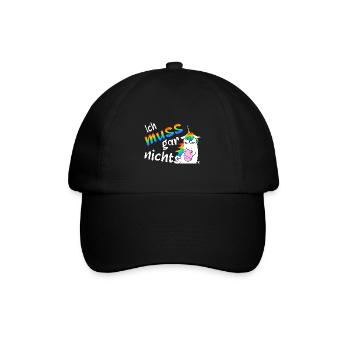 Lustiges böses Einhorn, ich muss gar nichts - Baseballkappe - Schwarz/Schwarz - Vorne