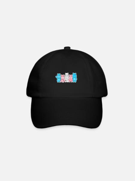 Trans Flagge Nilpferd Design für Trans Menschen - Baseballkappe - Schwarz/Schwarz