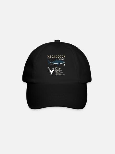 Megalodon, Hai, Haiart, - Baseballkappe - Schwarz/Schwarz